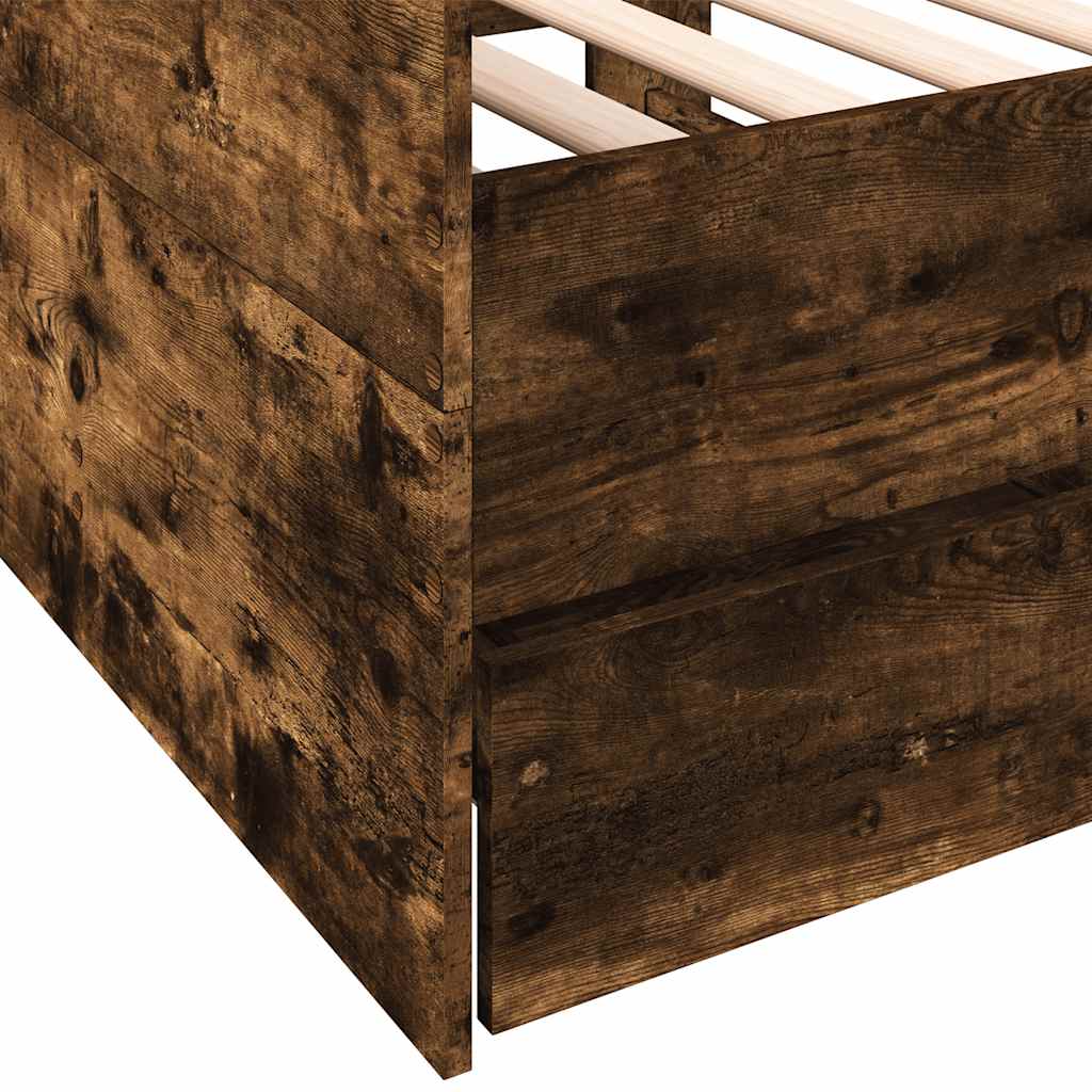 füstös tölgy kanapéágy fiókkal matrac nélkül 90x200 cm