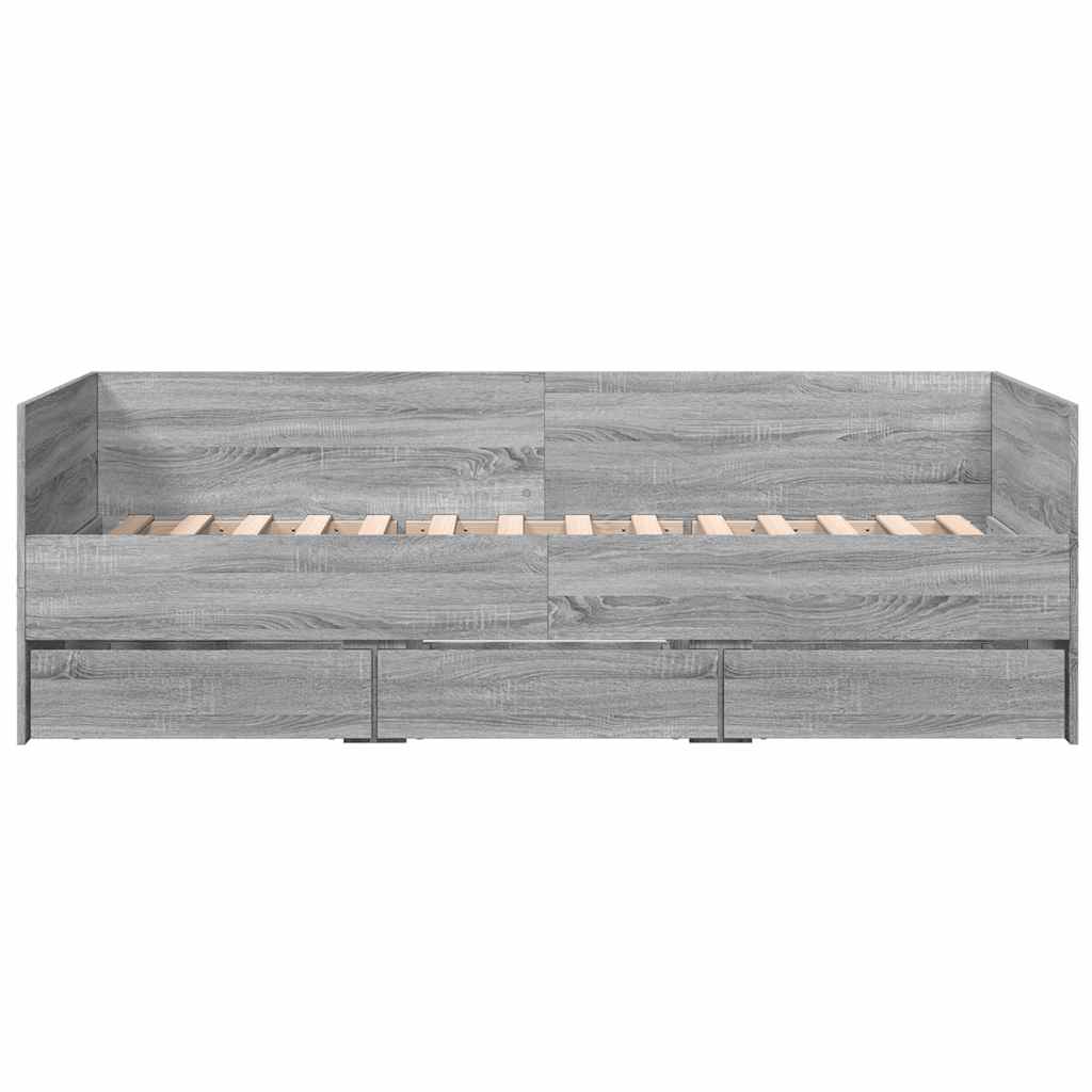 szürke sonoma kanapéágy fiókkal matrac nélkül 90x200 cm