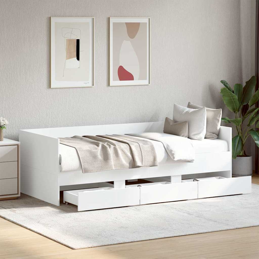 fehér kanapéágy fiókkal matrac nélkül 90x190 cm