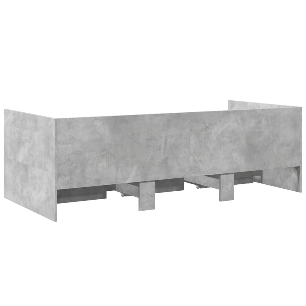 betonszürke kanapéágy fiókkal matrac nélkül 90x190 cm
