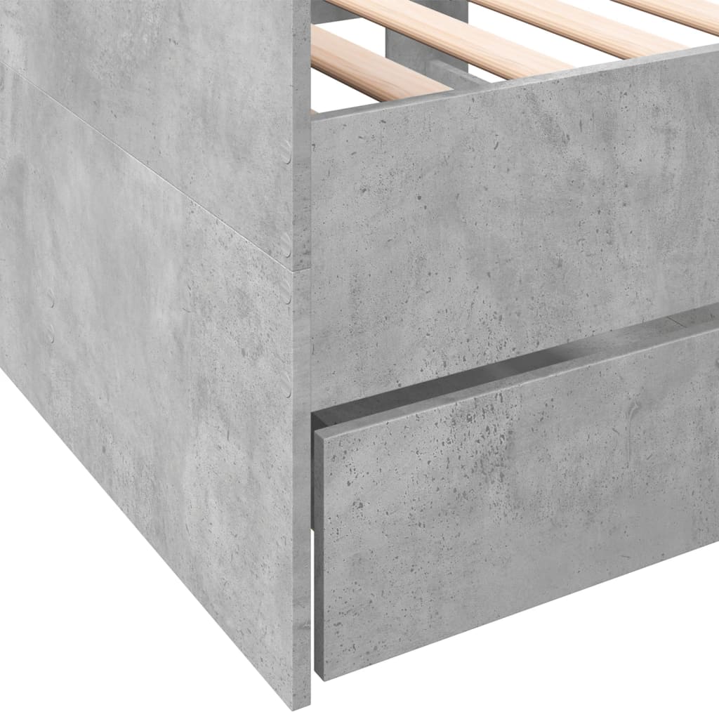 betonszürke kanapéágy fiókkal matrac nélkül 90x190 cm