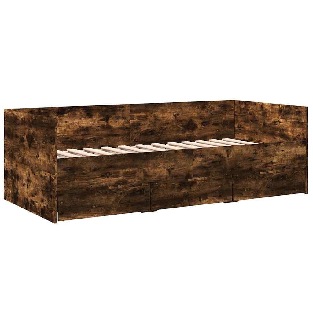 füstös tölgy kanapéágy fiókkal matrac nélkül 90x190 cm