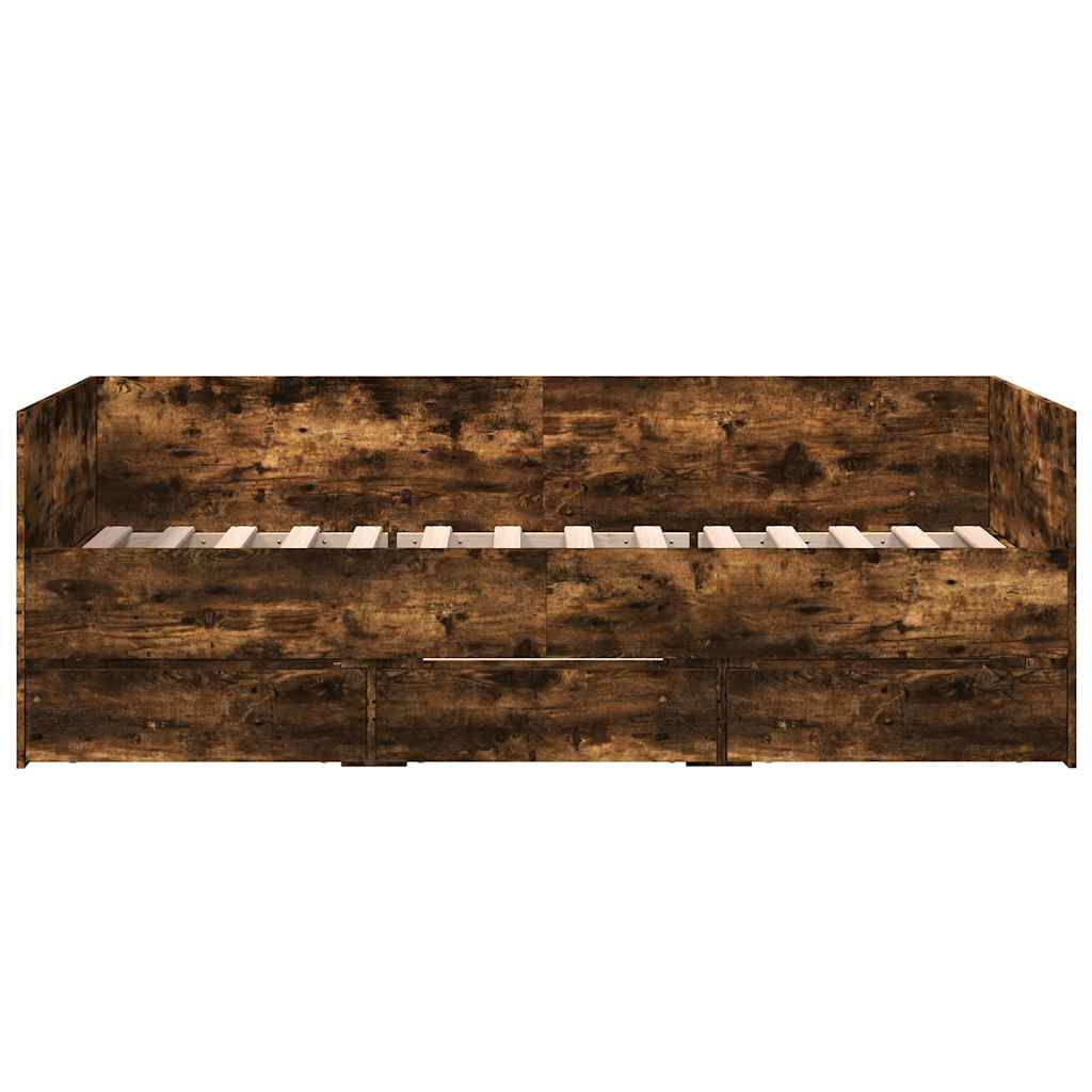 füstös tölgy kanapéágy fiókkal matrac nélkül 90x190 cm