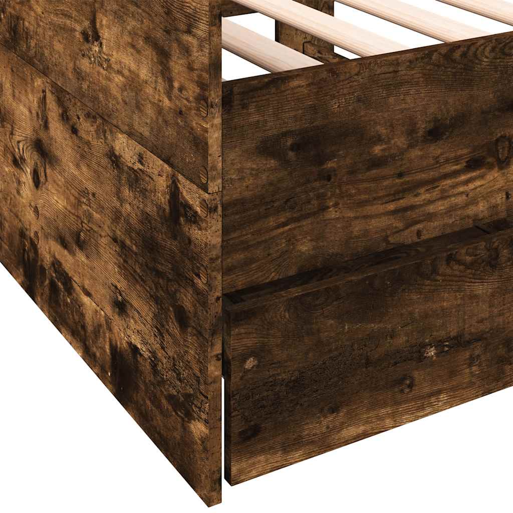 füstös tölgy kanapéágy fiókkal matrac nélkül 90x190 cm