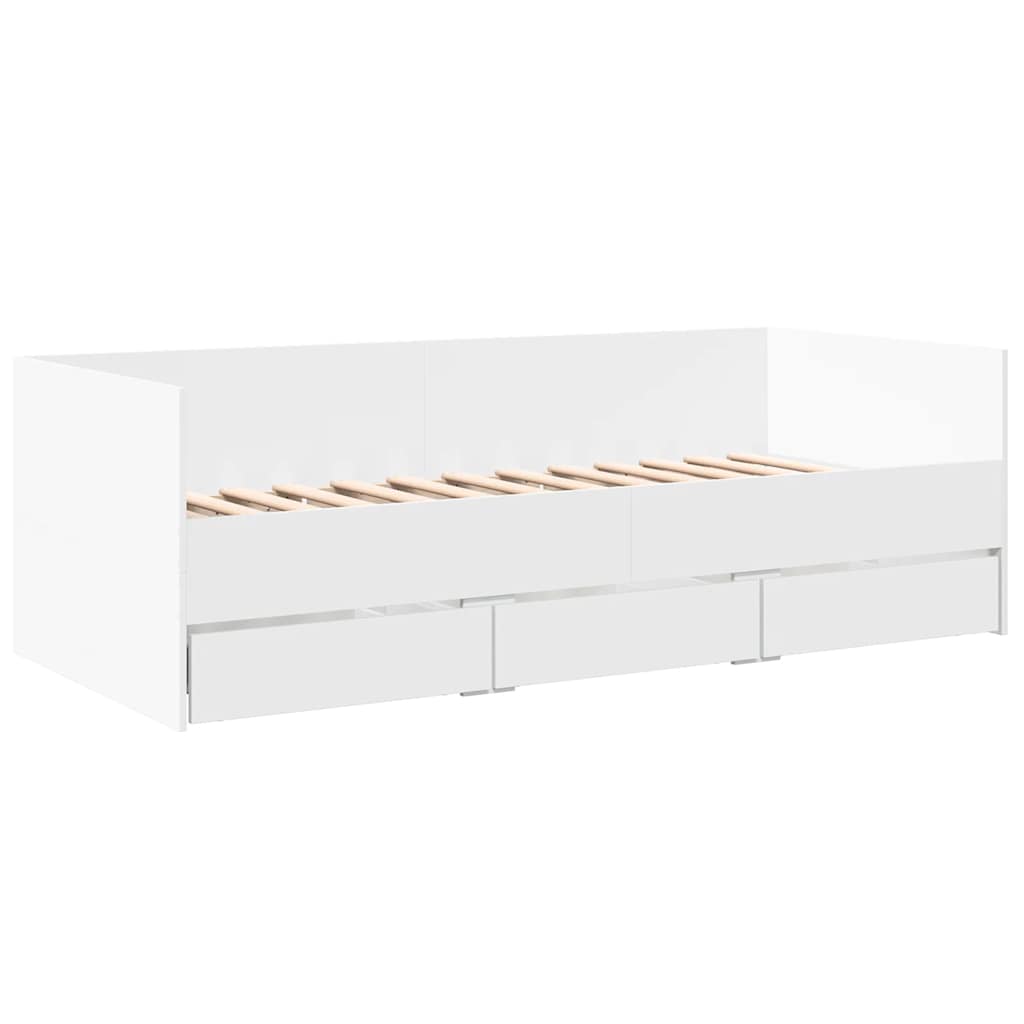 fehér kanapéágy fiókkal matrac nélkül 75x190 cm