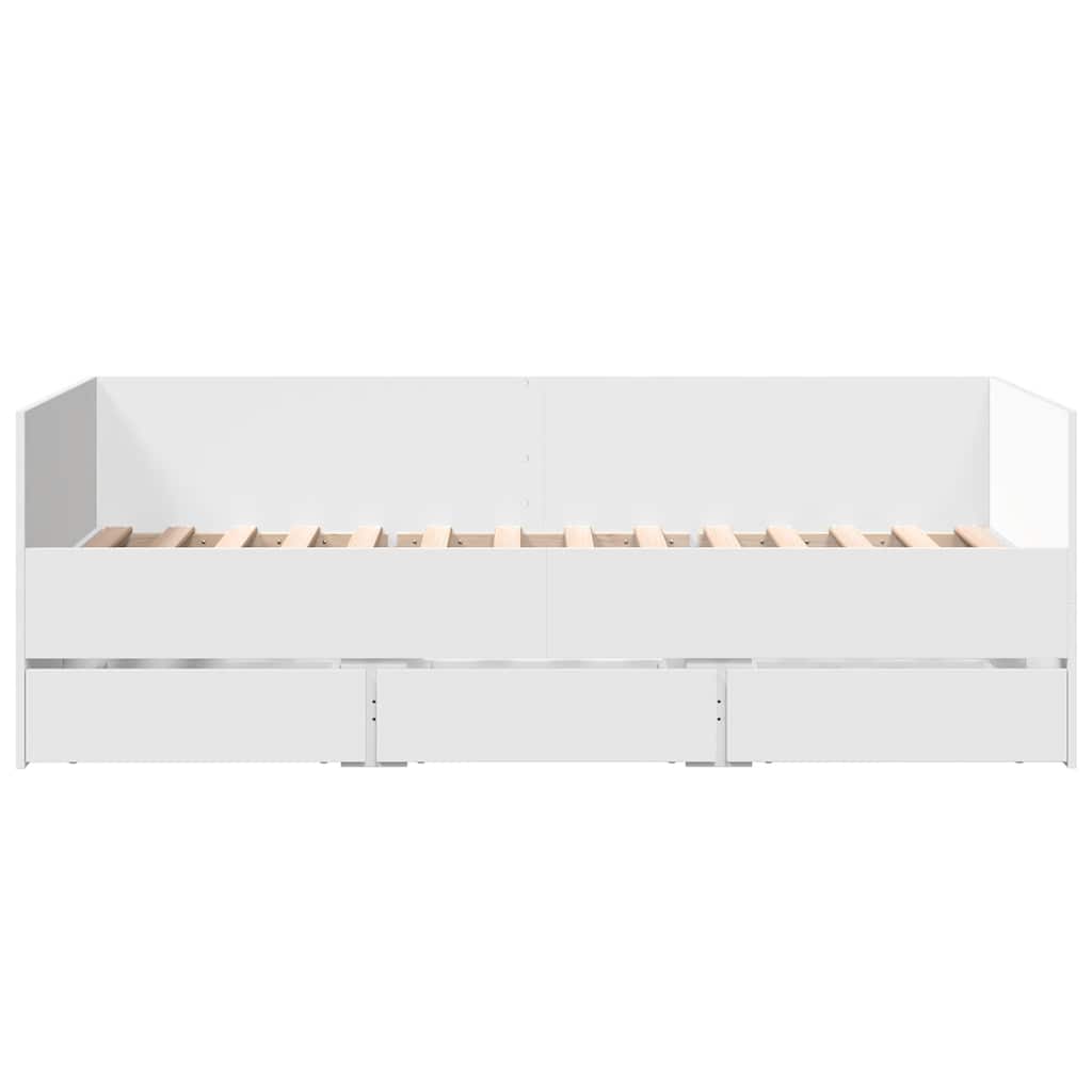 fehér kanapéágy fiókkal matrac nélkül 75x190 cm