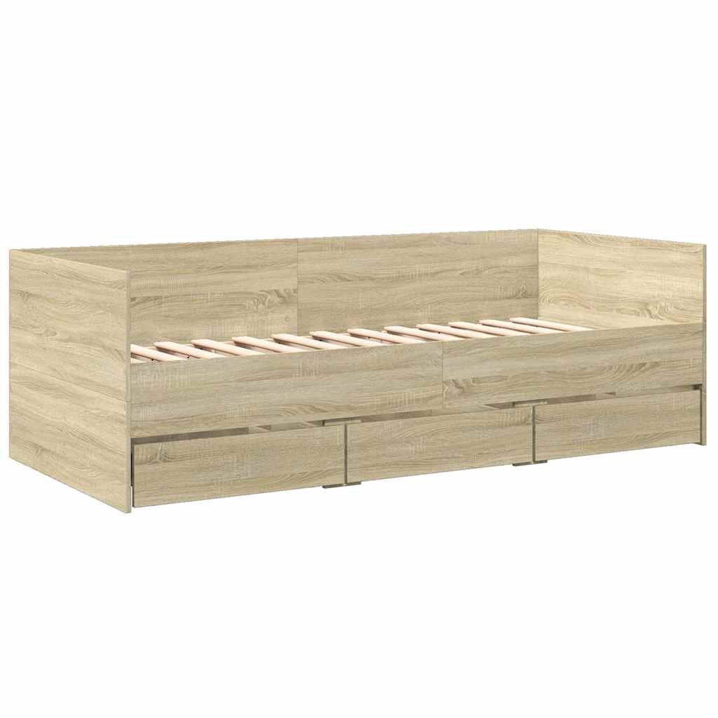 sonoma tölgy kanapéágy fiókkal matrac nélkül 75x190 cm