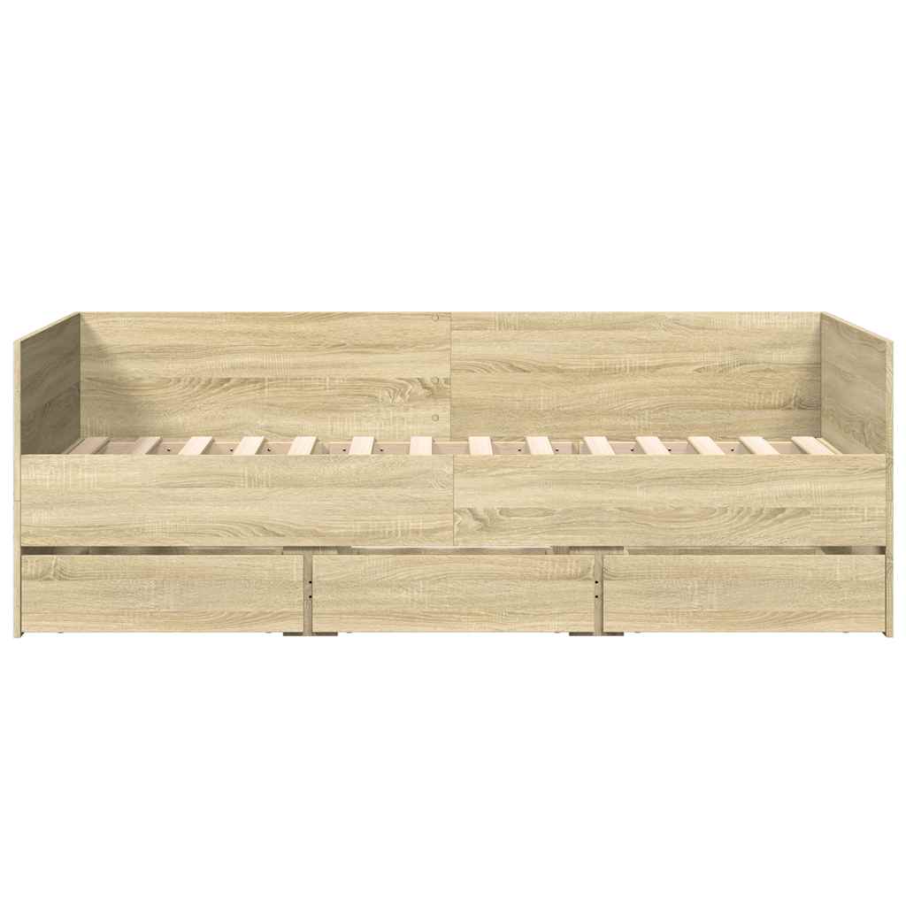 sonoma tölgy kanapéágy fiókkal matrac nélkül 75x190 cm