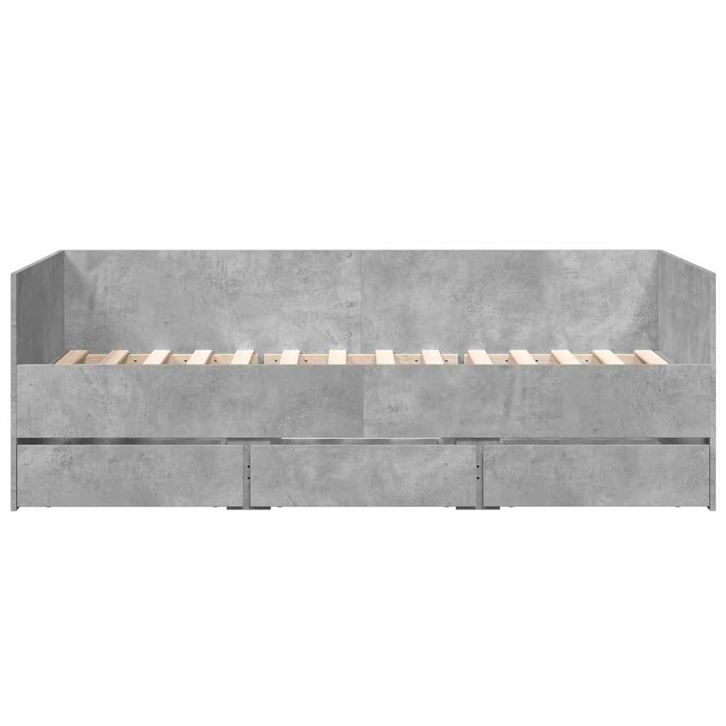 betonszürke kanapéágy fiókkal matrac nélkül 75x190 cm