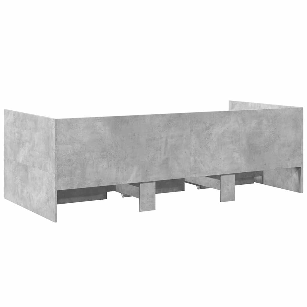 betonszürke kanapéágy fiókkal matrac nélkül 75x190 cm
