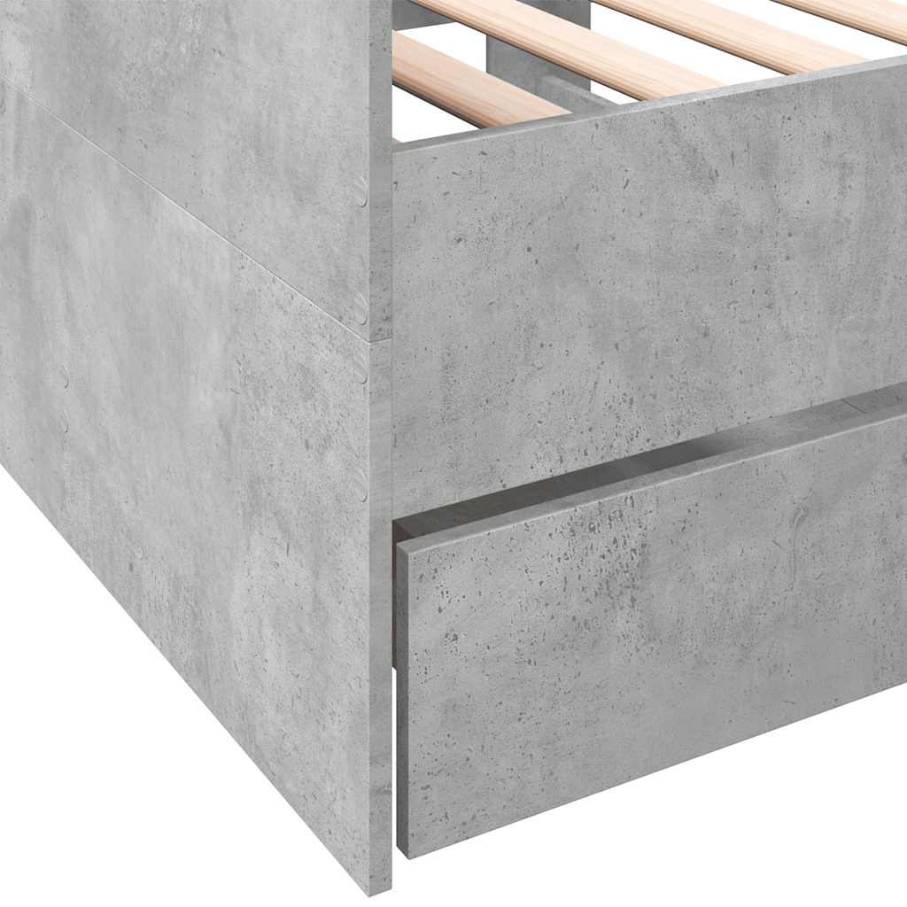 betonszürke kanapéágy fiókkal matrac nélkül 75x190 cm