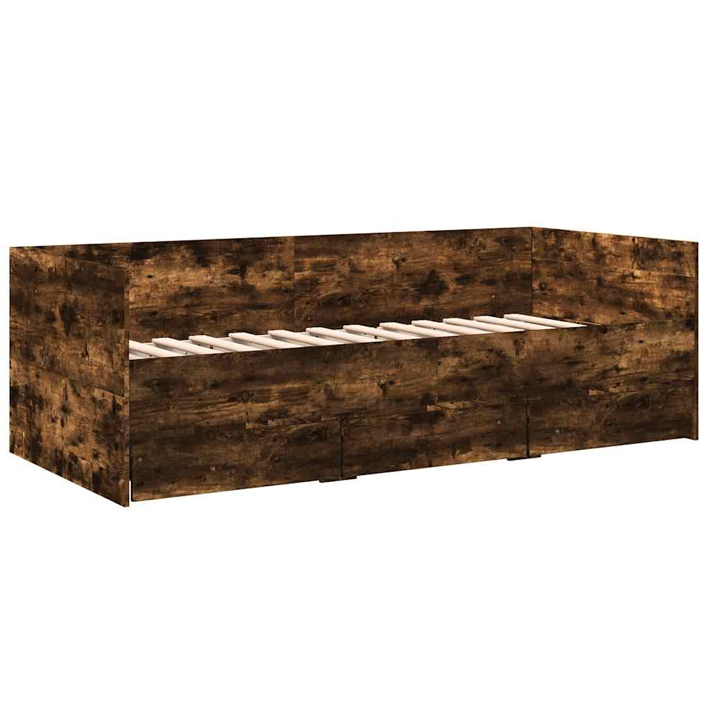 füstös tölgy kanapéágy fiókkal matrac nélkül 75x190 cm
