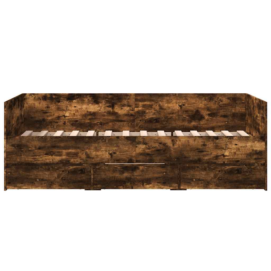 füstös tölgy kanapéágy fiókkal matrac nélkül 75x190 cm