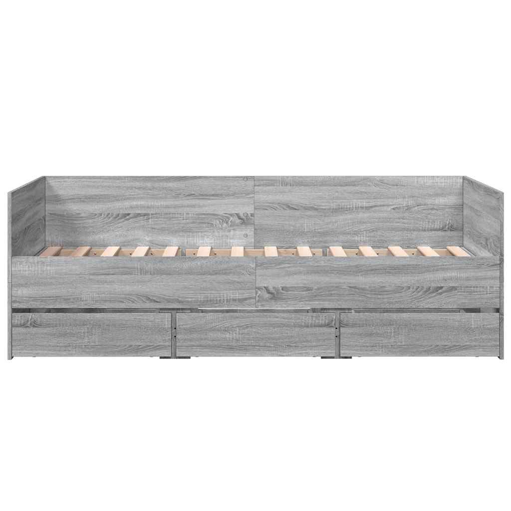 szürke sonoma kanapéágy fiókkal matrac nélkül 75x190 cm