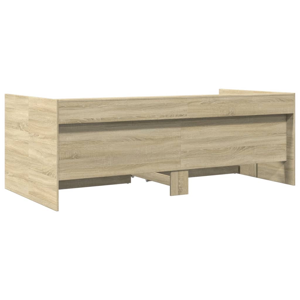 sonoma tölgy kanapéágy fiókkal matrac nélkül 100x200 cm