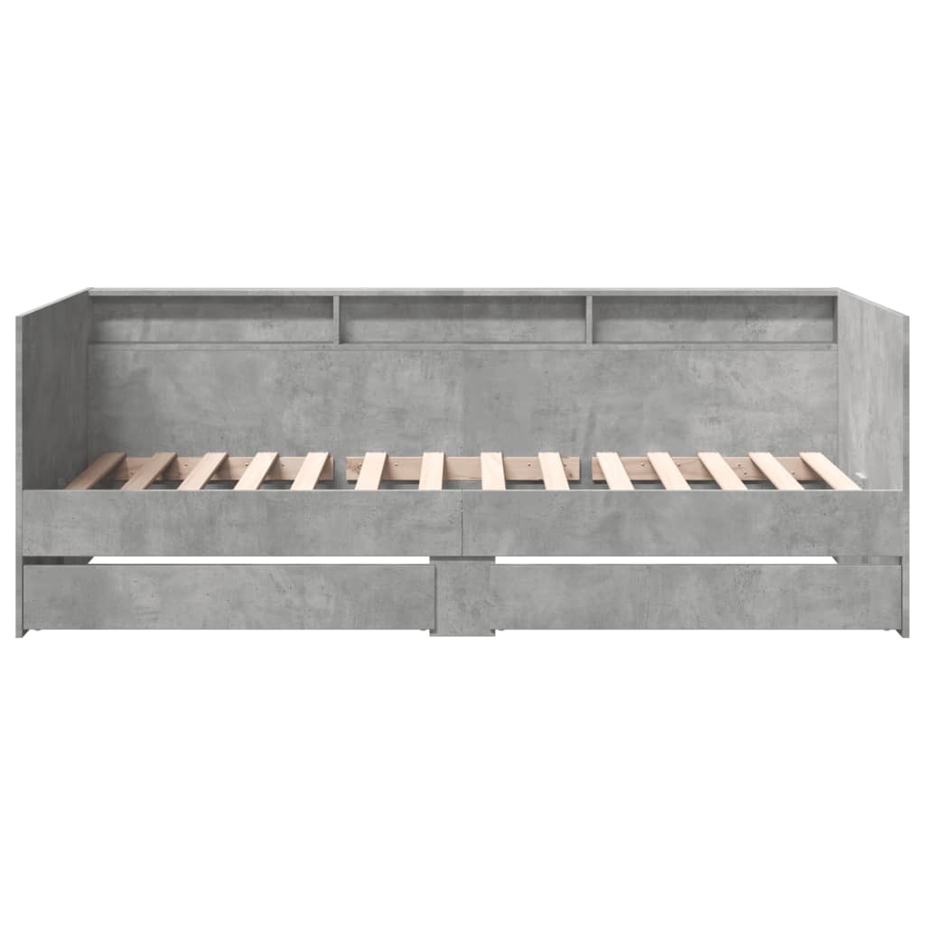 betonszürke kanapéágy fiókkal matrac nélkül 100x200 cm