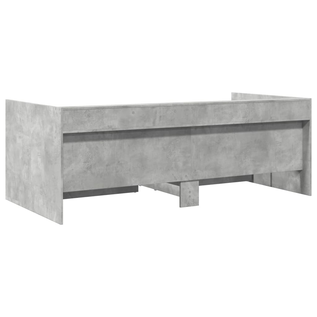betonszürke kanapéágy fiókkal matrac nélkül 100x200 cm