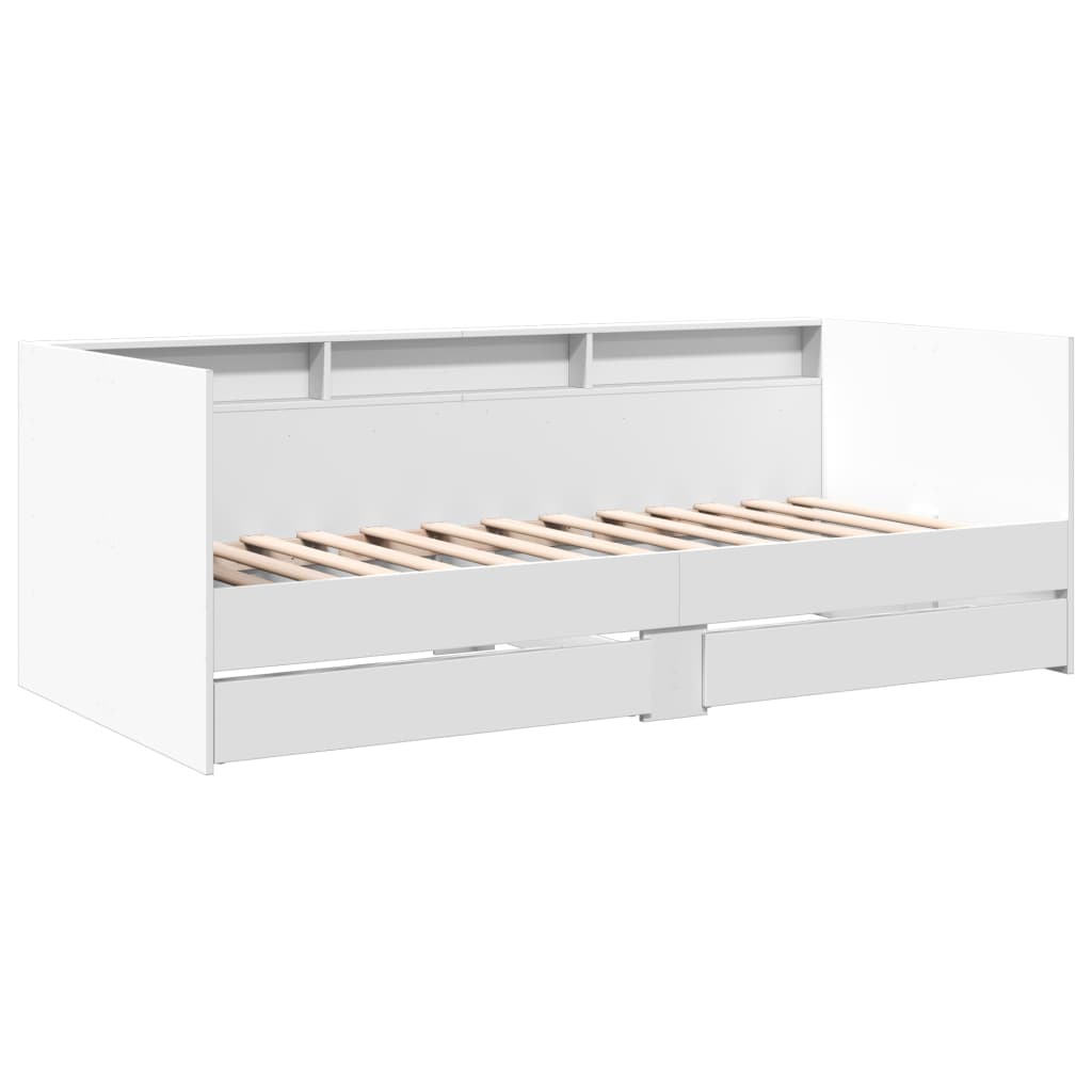 fehér kanapéágy fiókkal matrac nélkül 90x200 cm
