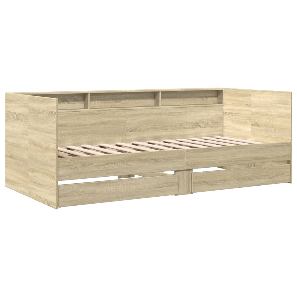 sonoma tölgy kanapéágy fiókkal matrac nélkül 90x200 cm