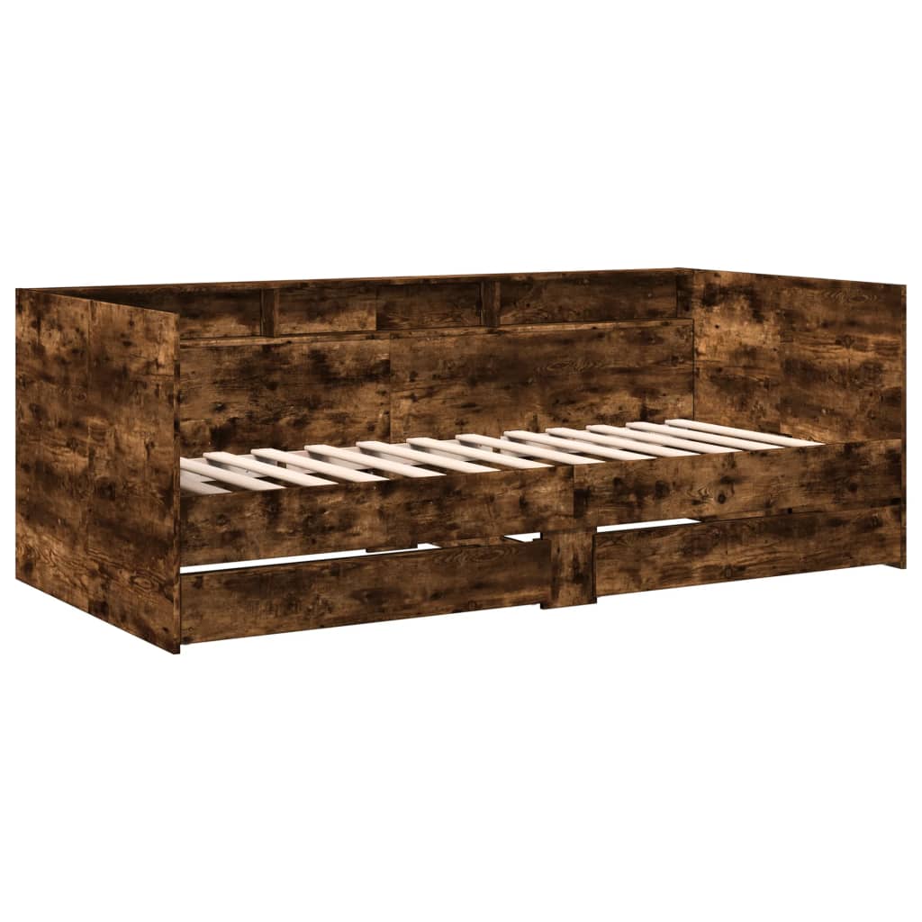 füstös tölgy kanapéágy fiókkal matrac nélkül 90x200 cm