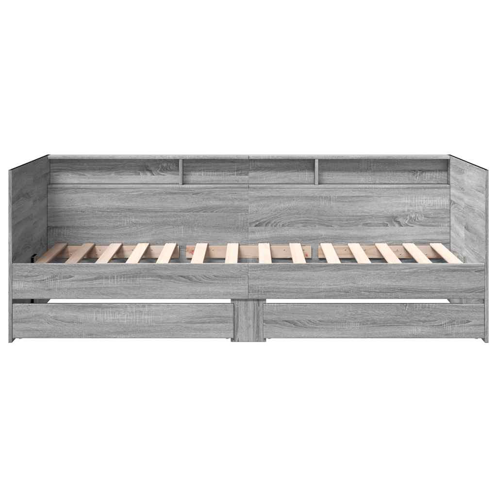 szürke sonoma kanapéágy fiókkal matrac nélkül 90x200 cm