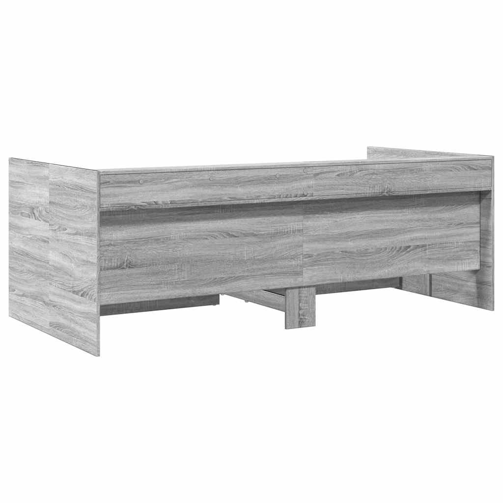 szürke sonoma kanapéágy fiókkal matrac nélkül 90x200 cm