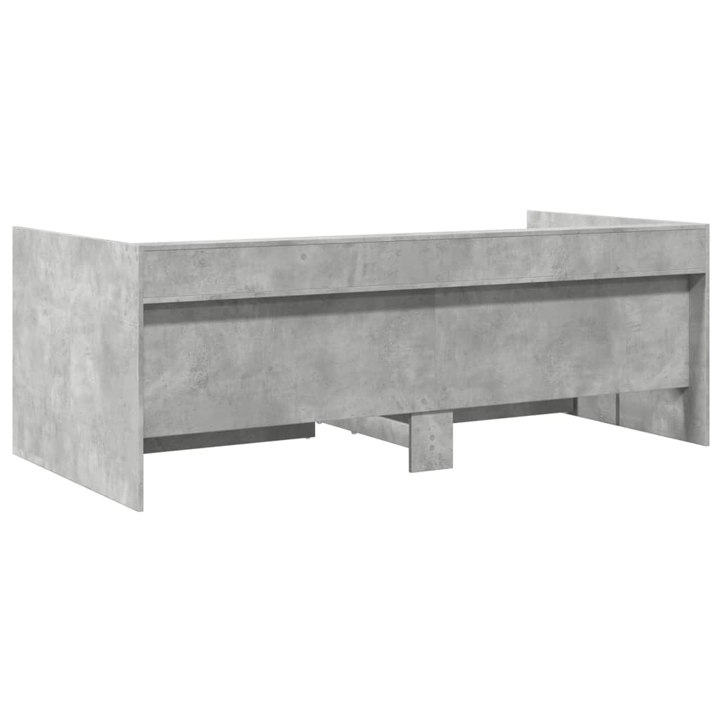 betonszürke kanapéágy fiókkal matrac nélkül 90x190 cm