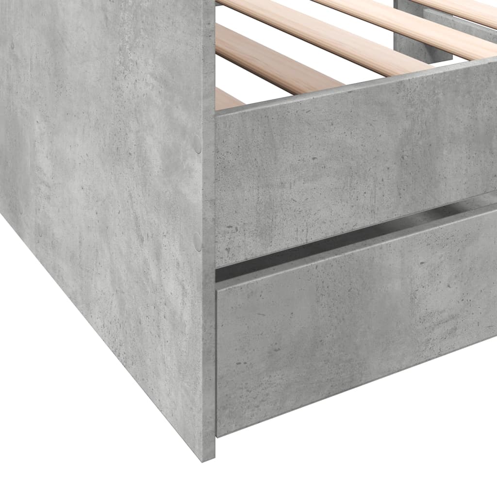 betonszürke kanapéágy fiókkal matrac nélkül 90x190 cm