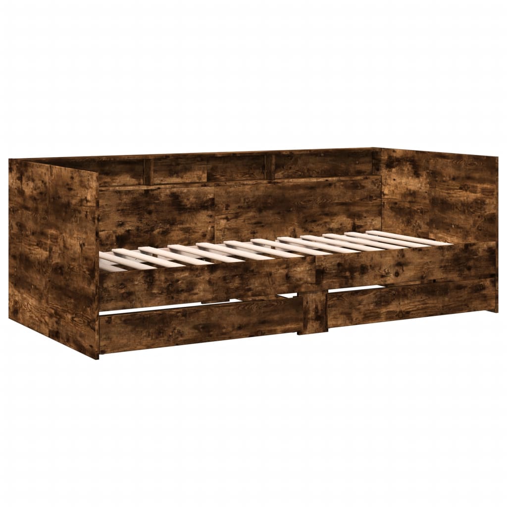 füstös tölgy kanapéágy fiókkal matrac nélkül 90x190 cm