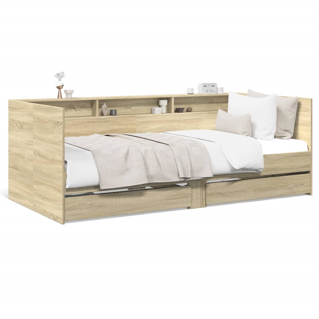 sonoma tölgy kanapéágy fiókkal matrac nélkül 75x190 cm