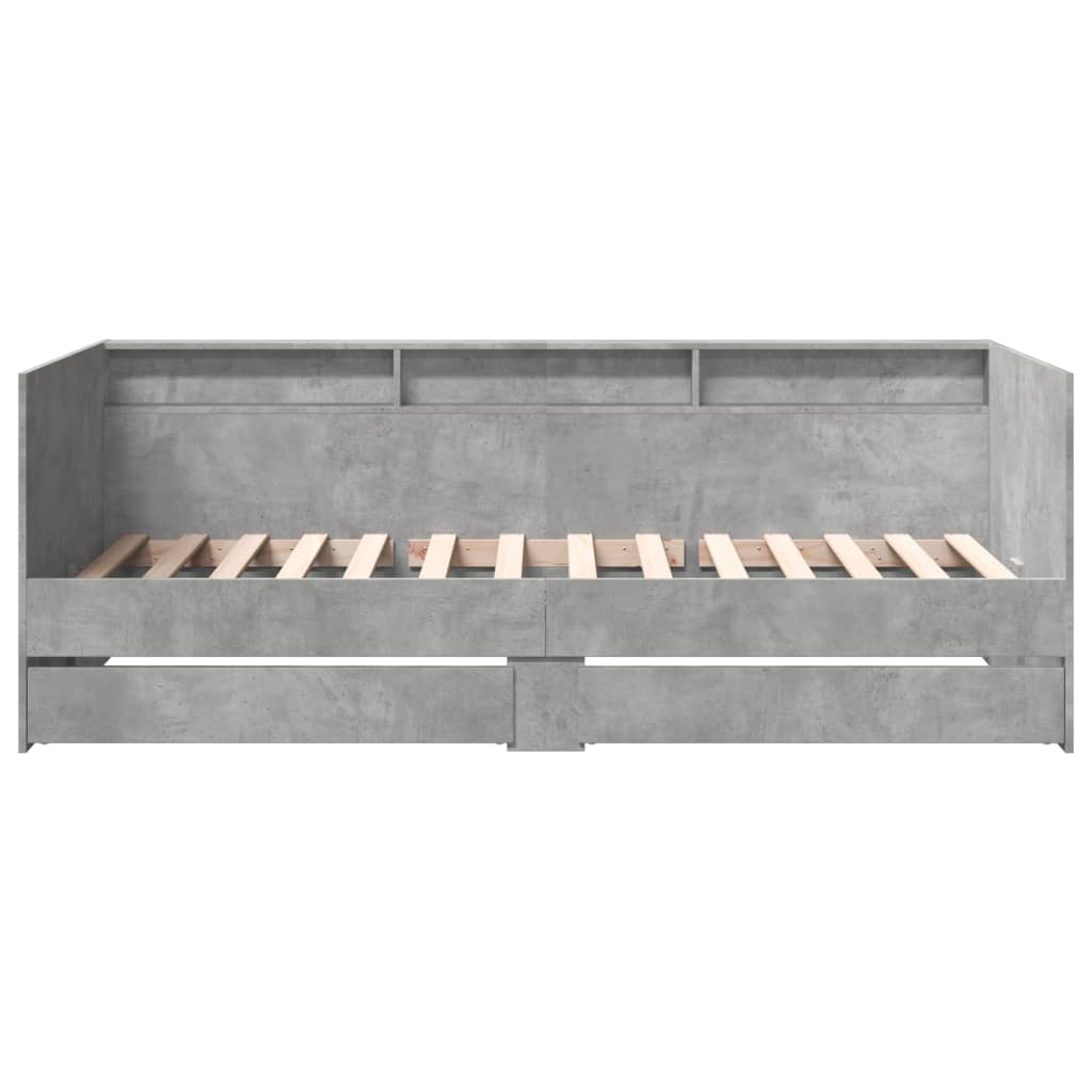 betonszürke kanapéágy fiókkal matrac nélkül 75x190 cm