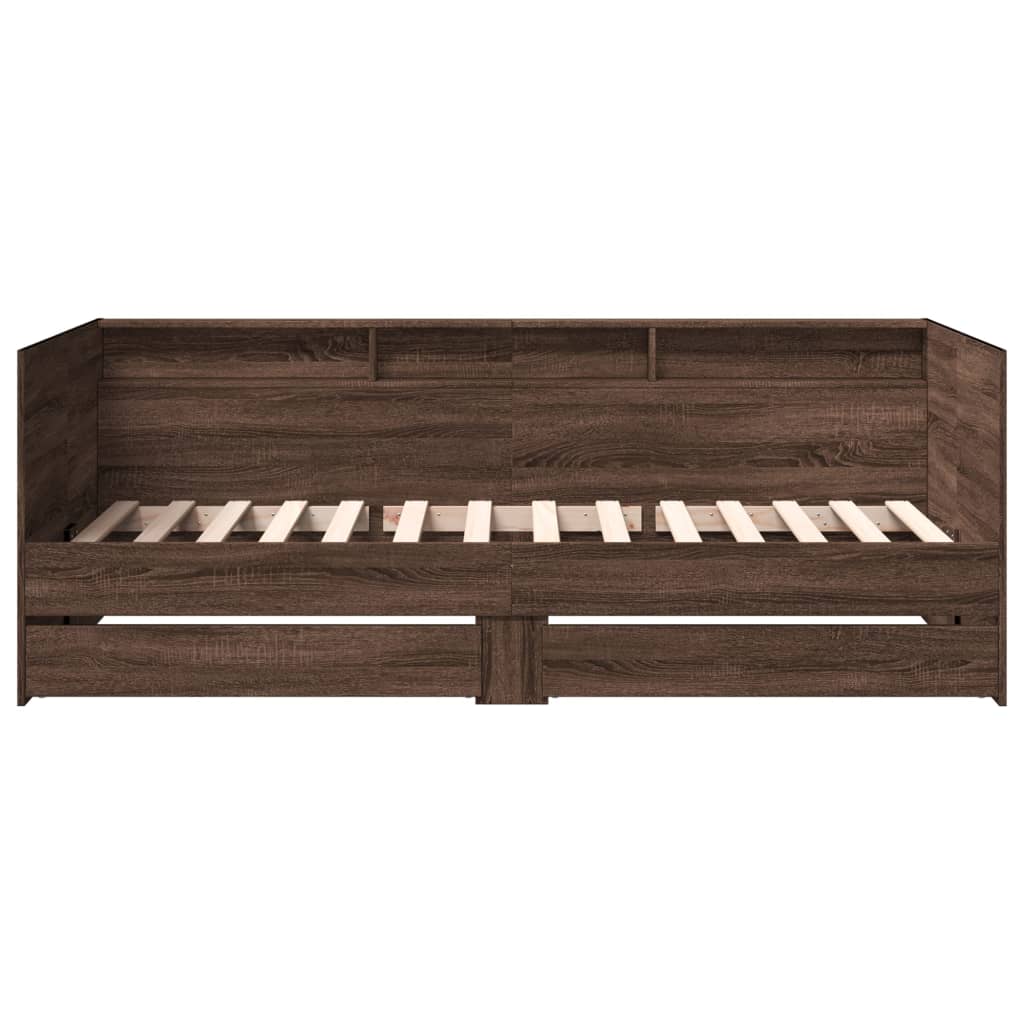 barna tölgy kanapéágy fiókkal matrac nélkül 75x190 cm