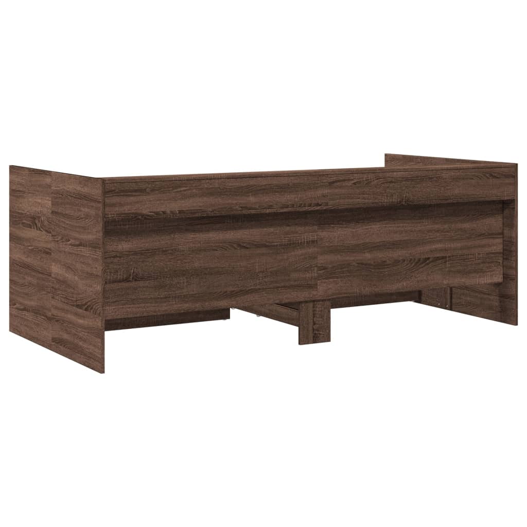 barna tölgy kanapéágy fiókkal matrac nélkül 75x190 cm