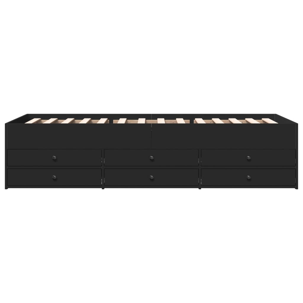 fekete kanapéágy fiókkal matrac nélkül 100x200 cm