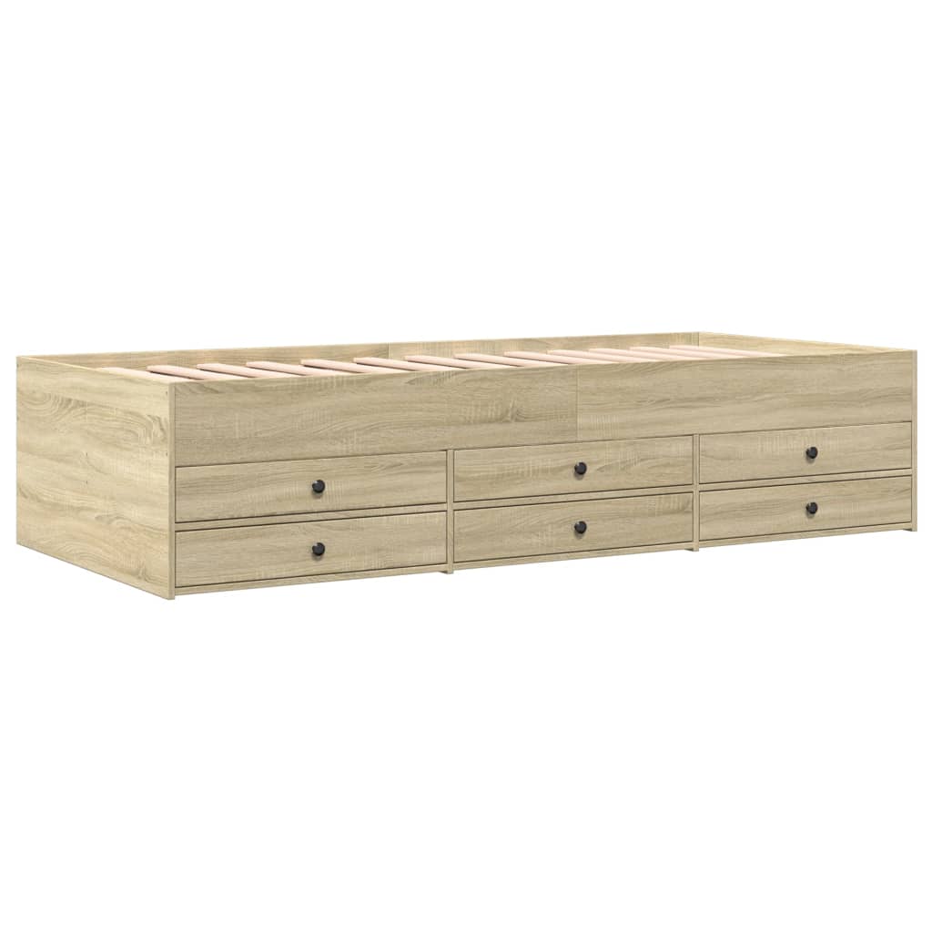 sonoma tölgy kanapéágy fiókkal matrac nélkül 100x200 cm