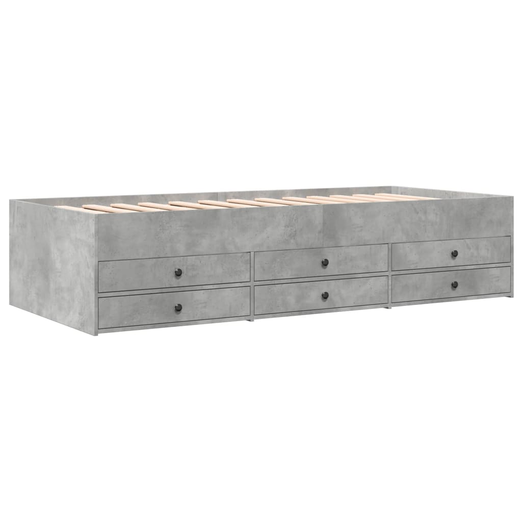 betonszürke kanapéágy fiókkal matrac nélkül 100x200 cm