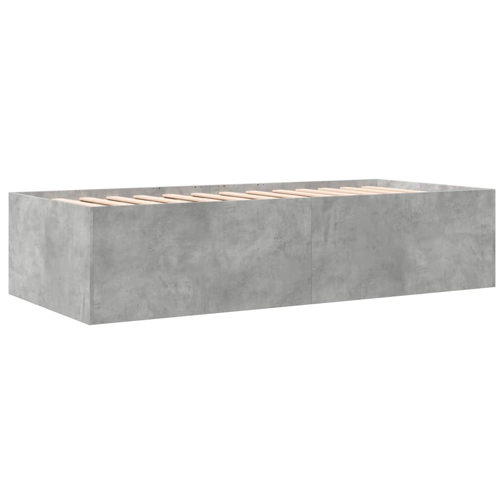 betonszürke kanapéágy fiókkal matrac nélkül 100x200 cm