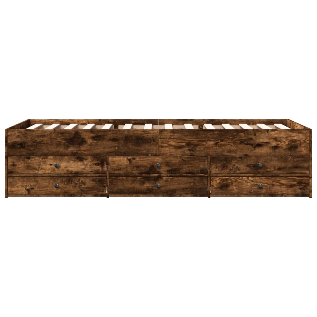 füstös tölgy kanapéágy fiókkal matrac nélkül 100x200 cm