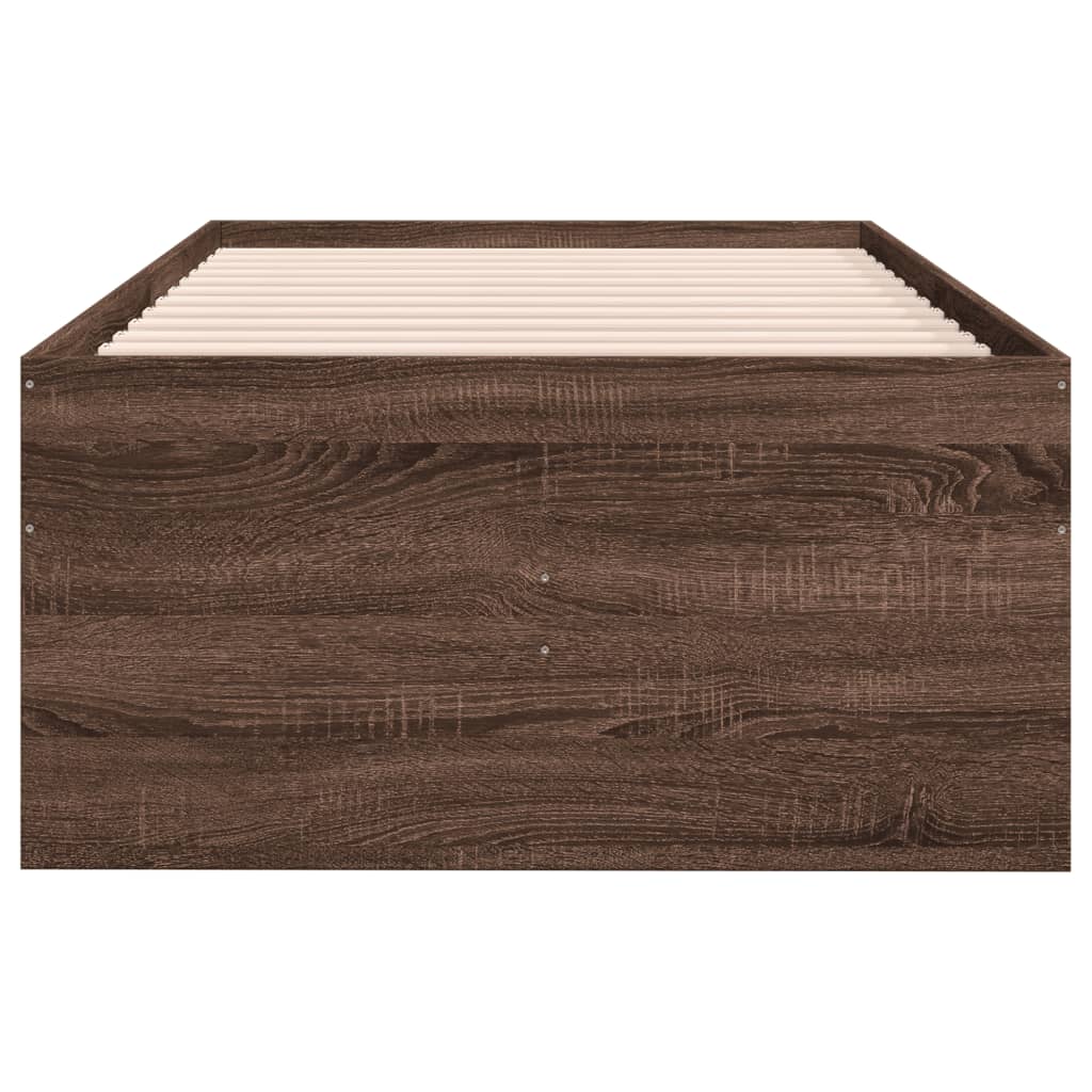 barna tölgy kanapéágy fiókkal matrac nélkül 100x200 cm
