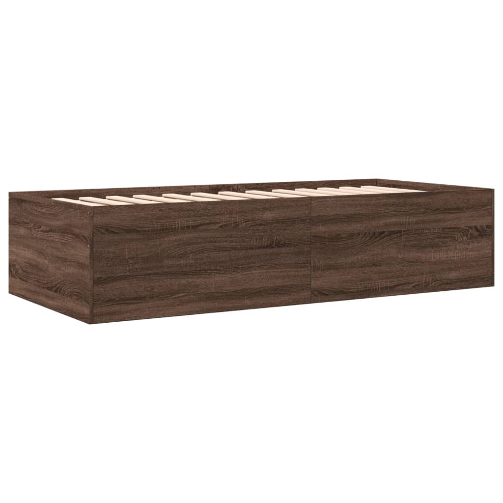 barna tölgy kanapéágy fiókkal matrac nélkül 100x200 cm
