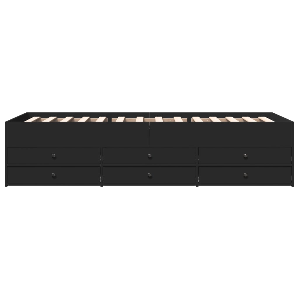fekete kanapéágy fiókkal matrac nélkül 90x200 cm