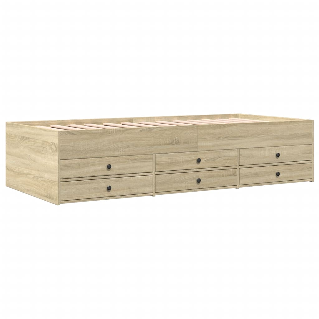 sonoma tölgy kanapéágy fiókkal matrac nélkül 90x200 cm