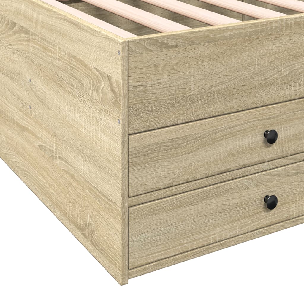 sonoma tölgy kanapéágy fiókkal matrac nélkül 90x200 cm