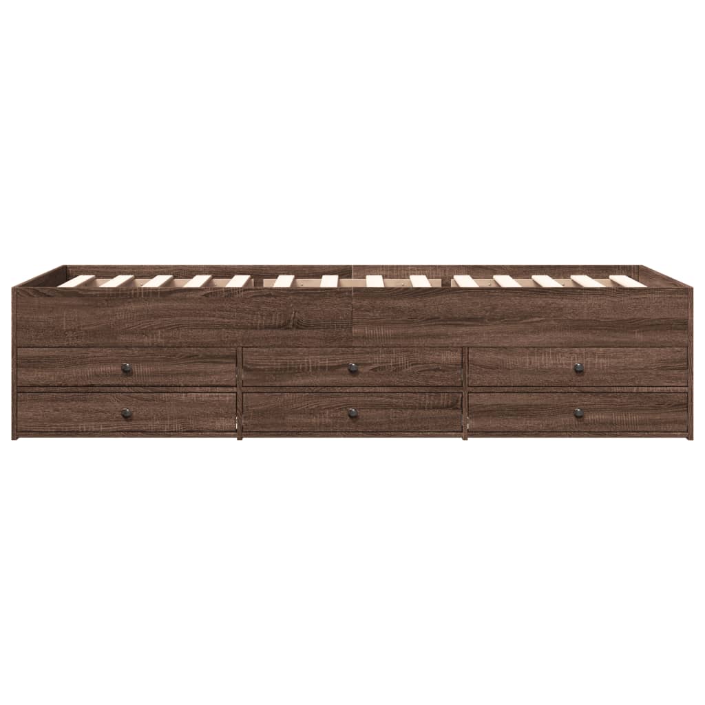 barna tölgy kanapéágy fiókkal matrac nélkül 90x200 cm