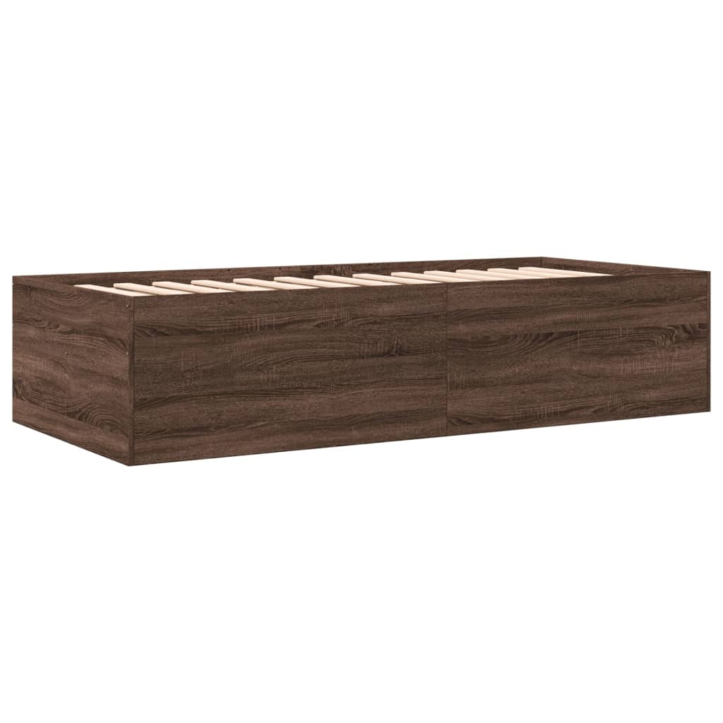 barna tölgy kanapéágy fiókkal matrac nélkül 90x200 cm