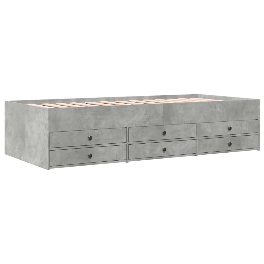 betonszürke kanapéágy fiókkal matrac nélkül 90x190 cm
