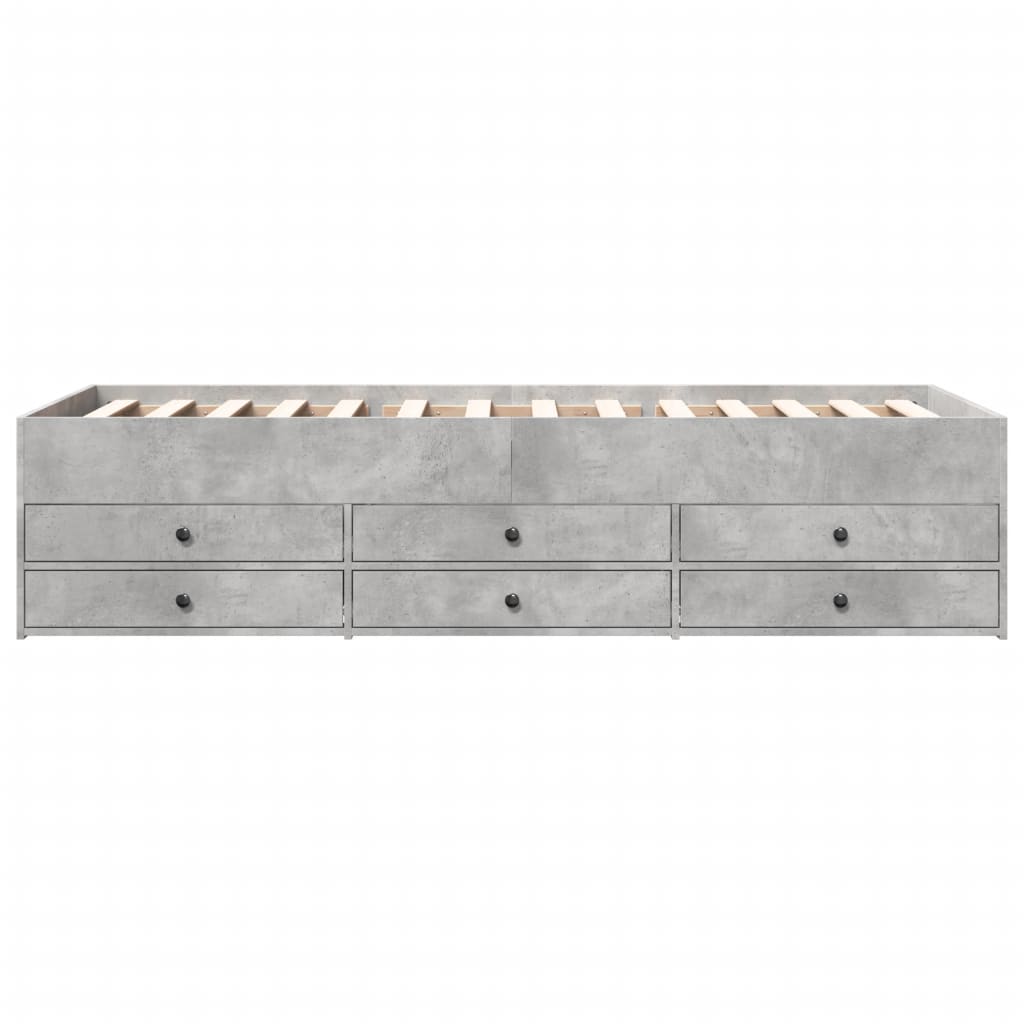 betonszürke kanapéágy fiókkal matrac nélkül 90x190 cm