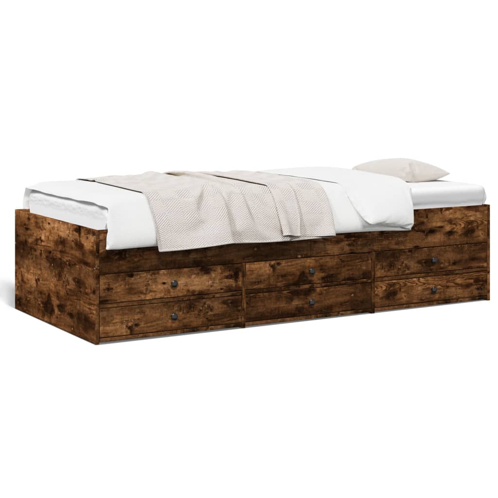 füstös tölgy kanapéágy fiókkal matrac nélkül 90x190 cm