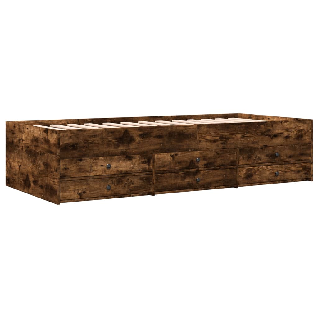 füstös tölgy kanapéágy fiókkal matrac nélkül 90x190 cm