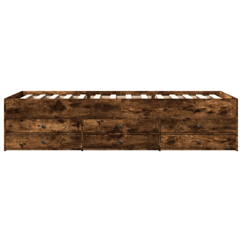 füstös tölgy kanapéágy fiókkal matrac nélkül 90x190 cm